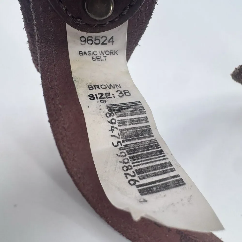 Red Wing Basic Work Belt Mens Size 38 Brown Leather Brass Buckle USA 96524